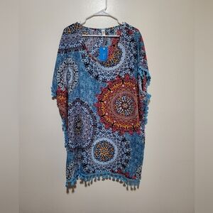 NWT Bohemian Blue and Red‎ Beach Coverup